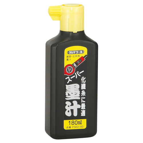 タジマ・スーパー墨汁 １８０ｍｌ・PSB2-180－大工道具・墨つけ・基準出し・墨汁：ＤＩＹツールの藤原産業株式会社