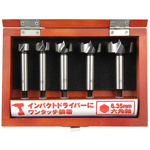 E－Value・木工用ボアビットセット・5ﾎﾝｸﾐ－先端工具
