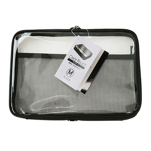 SK11・クリアポーチ ブラック M・M 180X260－収納用品