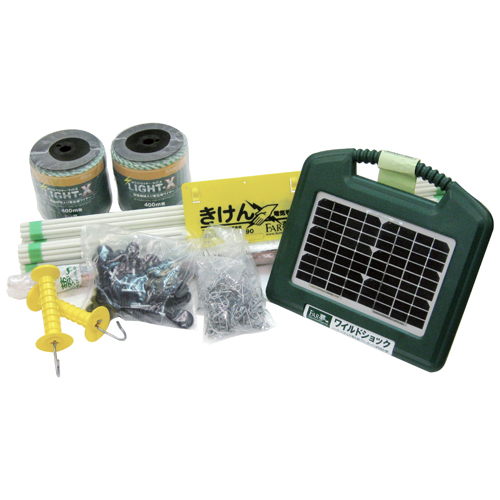 電気柵ワイヤー、スタンド、ソーラー起電機セット 電気柵ワイヤー