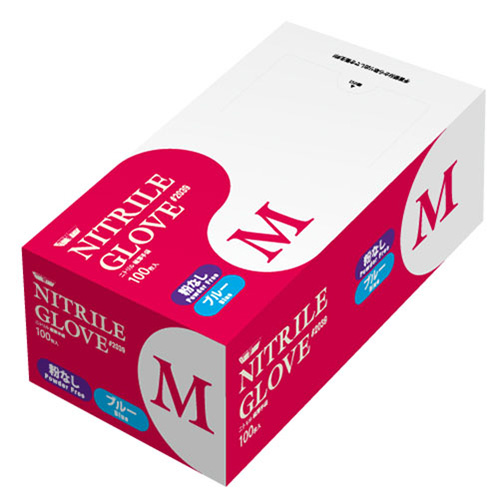 川西工業・ニトリル極薄手袋粉無100P・2039 M ﾌﾞﾙｰ－ワーク