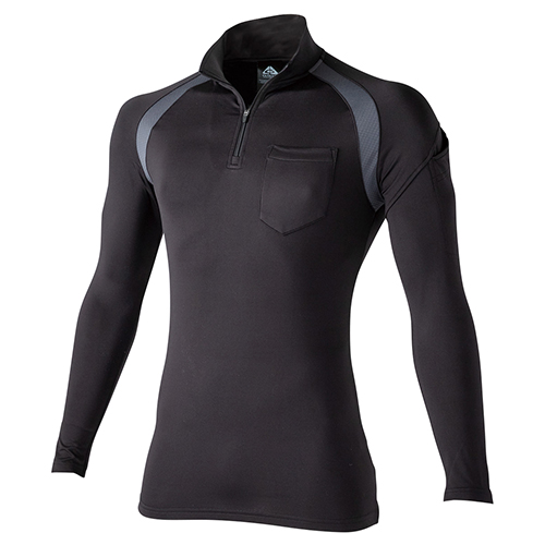 C'sCLUB・ハーフジップ長袖ポロシャツ・1650-19-LL BK－ワーク