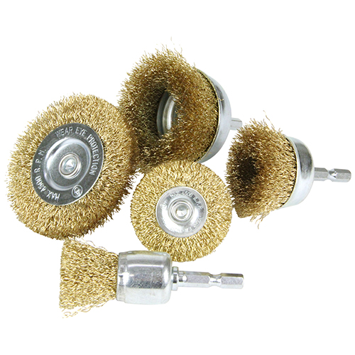 専用エレクトリックワイヤー6本まとめ売り E－Value・六角軸ワイヤーブラシセット・5PCS－先端工具