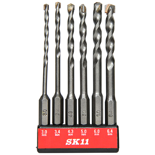 SK11・コンクリートドリルセット・SICD-1 6ﾎﾝｸﾞﾐ－先端工具