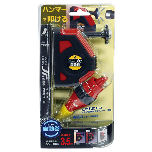 シンワ・下振 Jr．自動スイピタ付赤・77502－大工道具・墨つけ・基準