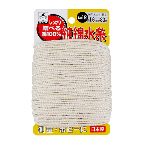 たくみ・純綿水糸80m 1．6mm・NO.3012－大工道具・墨つけ・基準