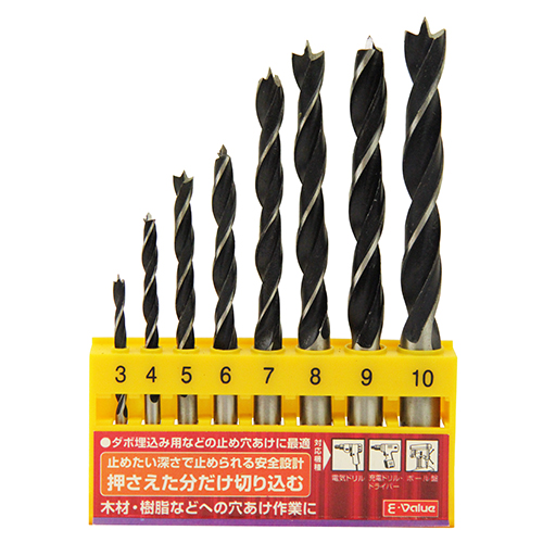 E－Value・木工用ドリルセット・EDS-2 8PCS－先端工具・木工